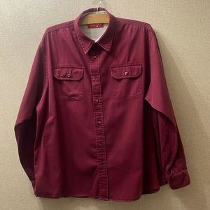 Men’s Wrangler Burgundy Button Down Long Sleeve Shirt XL EUC